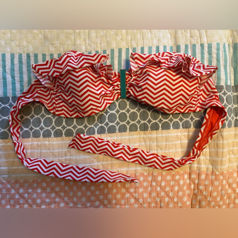 Xhilaration Small Coral Chevron Strapless Bikini Swim Top